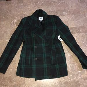 Green and black flannel pea coat. Never worn.